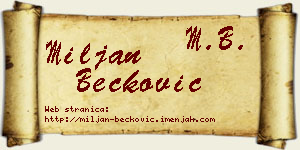 Miljan Bećković vizit kartica
